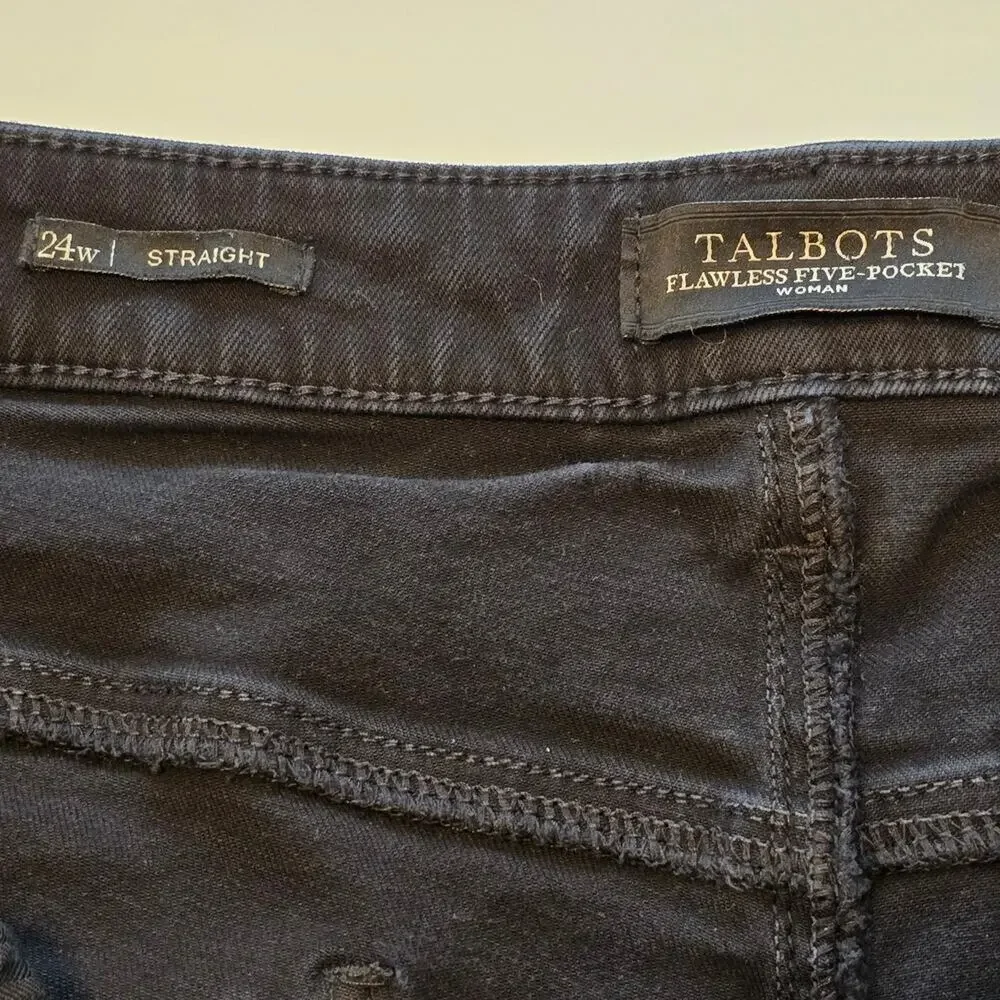 Talbots Denim Capri Womens Plus Size 24W Black Flawless Five Pocket Stretch